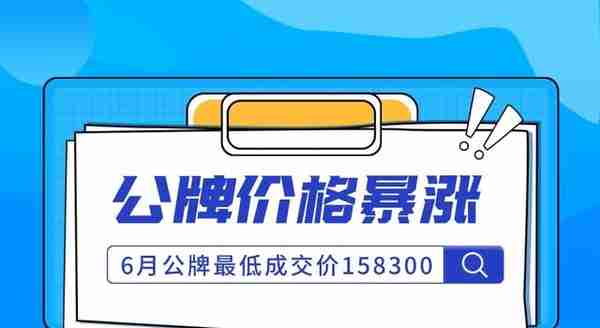 6月上海公司牌照价格158300，暴涨近4万元