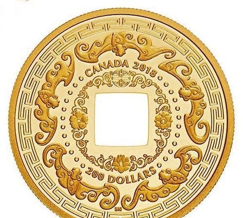 加拿大推出“五福”金币 华裔设计师仿方孔钱设计