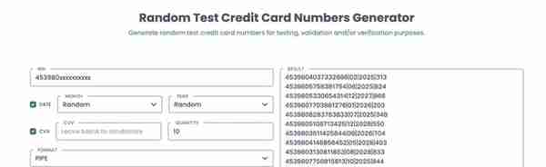 工具推荐-信用卡、用户测试数据生成