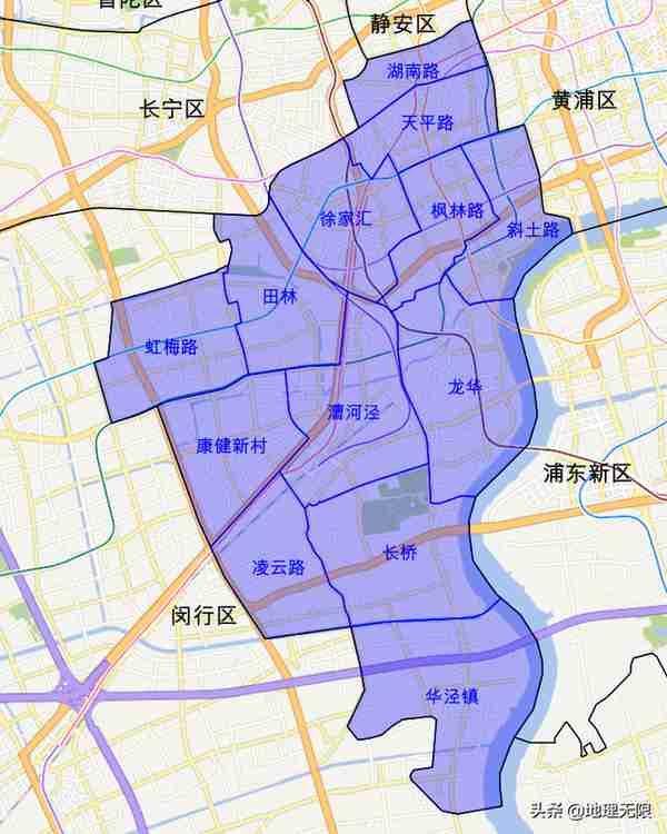 上海市徐汇区街镇地图（12街道1镇）