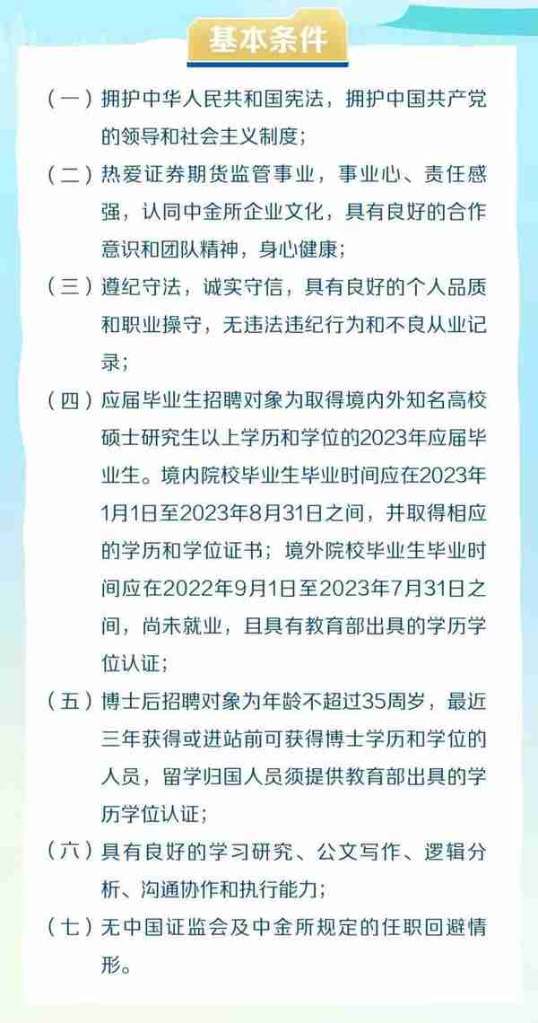 中国金融期货交易所招聘2023年应届毕业生...，12月18日前报名